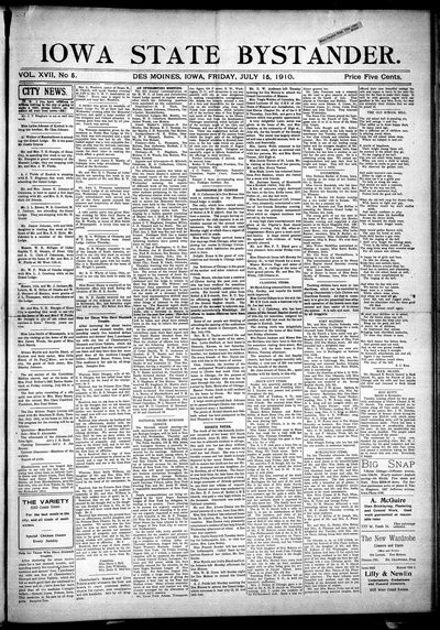 Iowa State Bystander, Jul 15, 1910