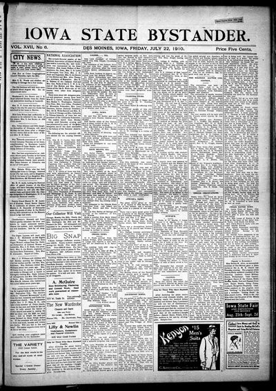 Iowa State Bystander, Jul 22, 1910