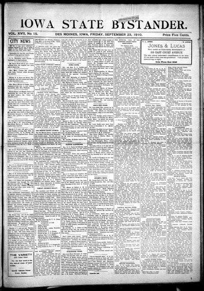 Iowa State Bystander, Sep 23, 1910
