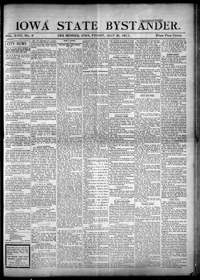 Iowa State Bystander, Jul 21, 1911