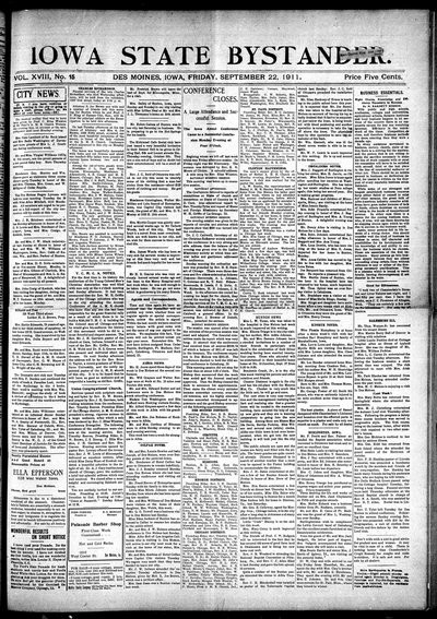 Iowa State Bystander, Sep 22, 1911