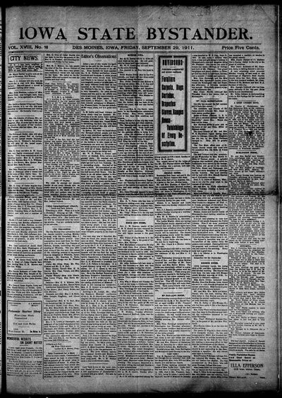 Iowa State Bystander, Sep 29, 1911