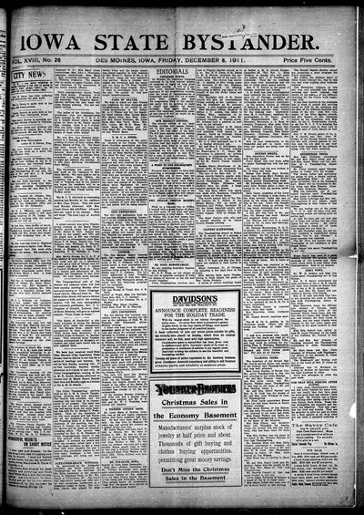 Iowa State Bystander, Dec 8, 1911