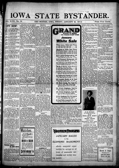Iowa State Bystander, Jan 12, 1912