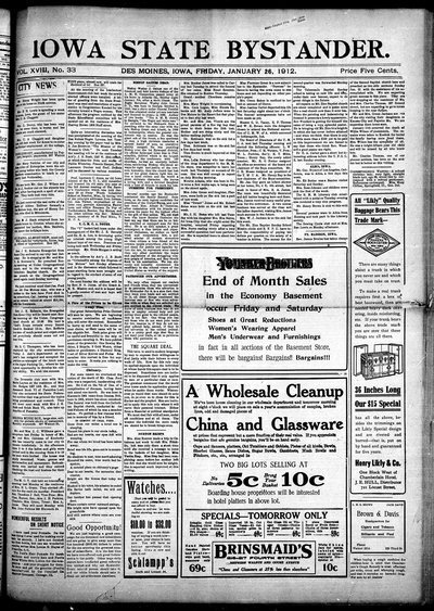 Iowa State Bystander, Jan 26, 1912