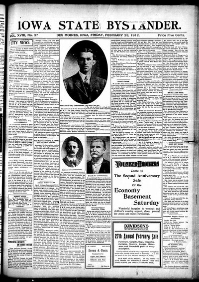 Iowa State Bystander, Feb 23, 1912