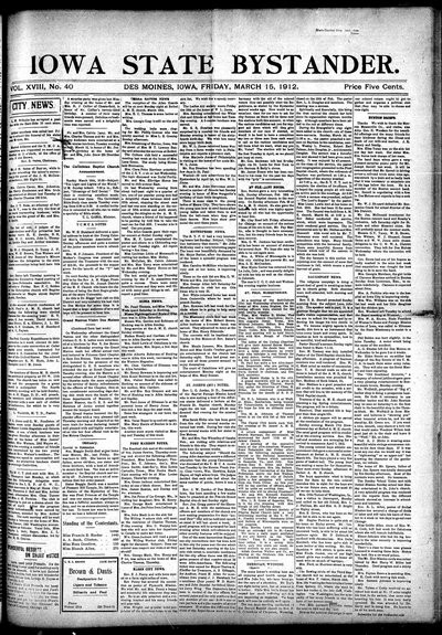 Iowa State Bystander, Mar 15, 1912