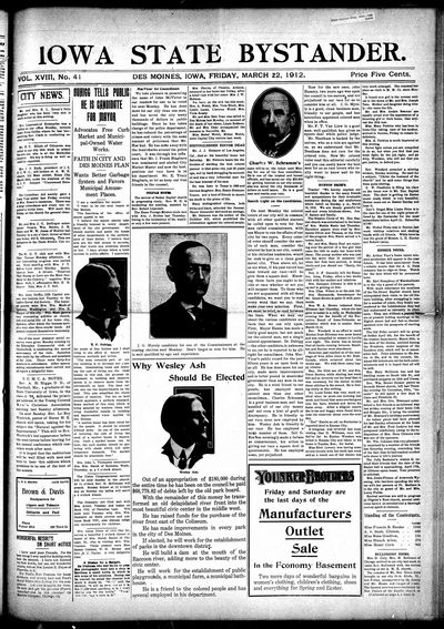 Iowa State Bystander, Mar 22, 1912