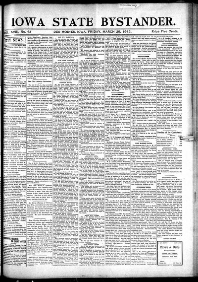 Iowa State Bystander, Mar 29, 1912