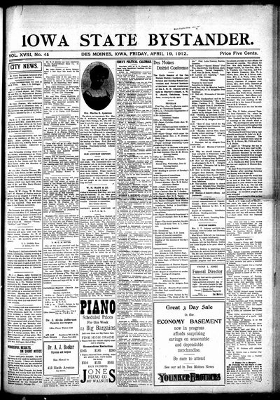 Iowa State Bystander, Apr 19, 1912