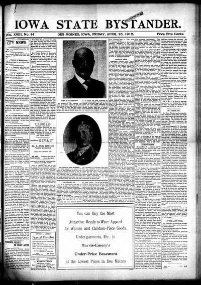 Iowa State Bystander, Apr 26, 1912