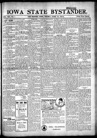 Iowa State Bystander, Jun 14, 1912
