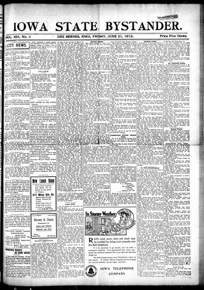 Iowa State Bystander, Jun 21, 1912