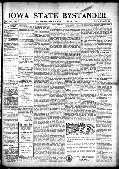 Iowa State Bystander, Jun 28, 1912