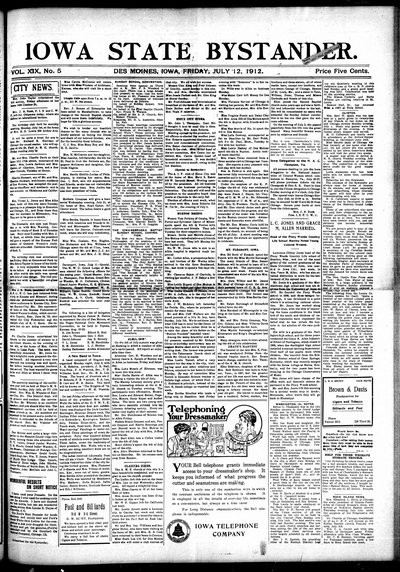 Iowa State Bystander, Jul 12, 1912