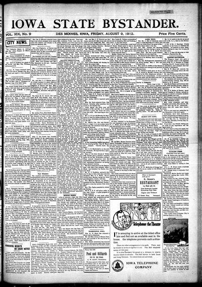 Iowa State Bystander, Aug 9, 1912