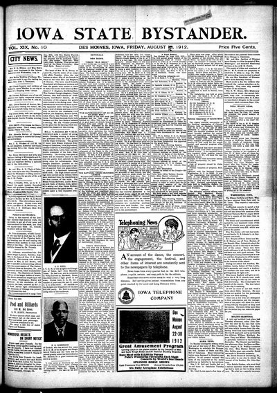 Iowa State Bystander, Aug 16, 1912