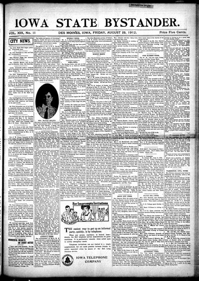 Iowa State Bystander, Aug 23, 1912