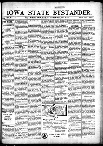 Iowa State Bystander, Sep 20, 1912