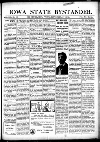 Iowa State Bystander, Sep 27, 1912