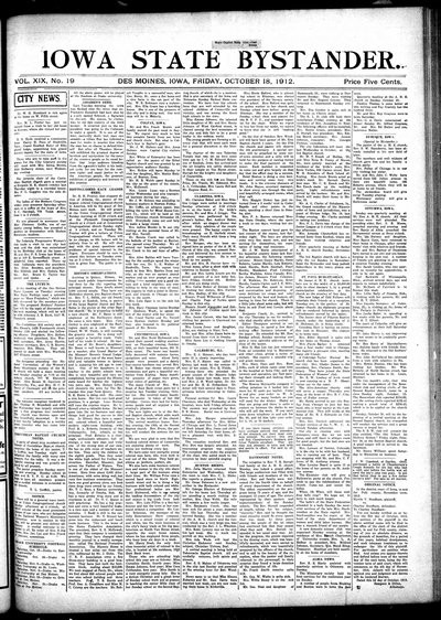 Iowa State Bystander, Oct 18, 1912