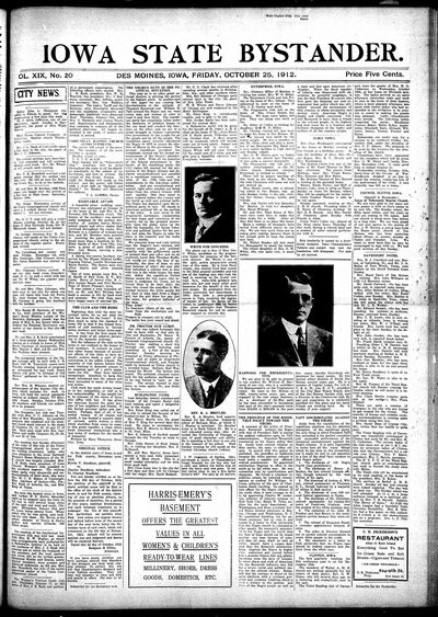 Iowa State Bystander, Oct 25, 1912