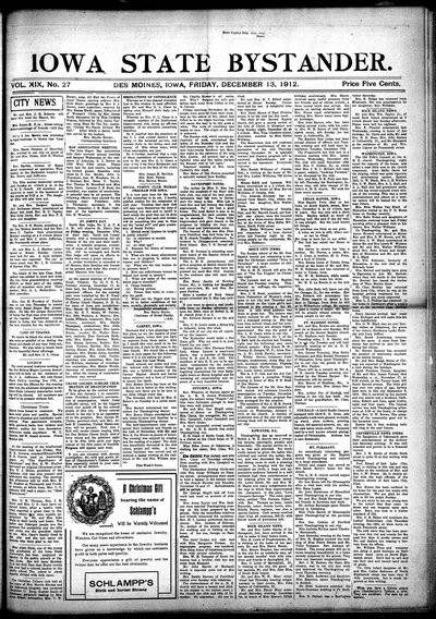 Iowa State Bystander, Dec 13, 1912