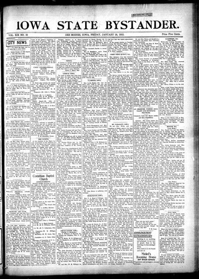 Iowa State Bystander, Jan 10, 1913