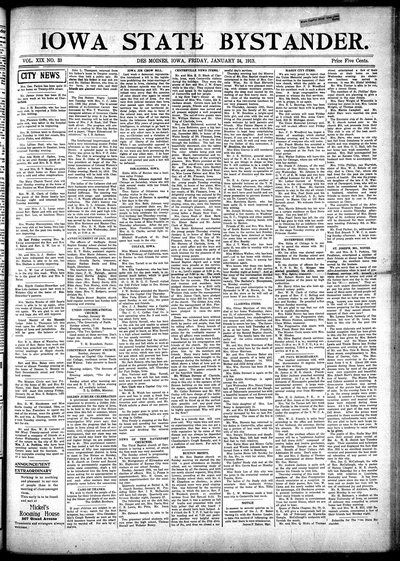 Iowa State Bystander, Jan 24, 1913