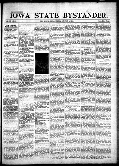 Iowa State Bystander, Aug 8, 1913