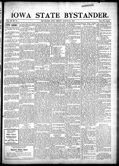 Iowa State Bystander, Aug 22, 1913