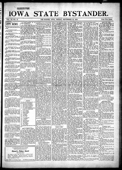 Iowa State Bystander, Sep 12, 1913