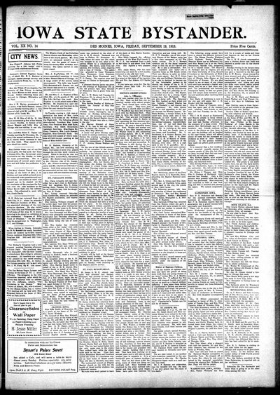Iowa State Bystander, Sep 19, 1913