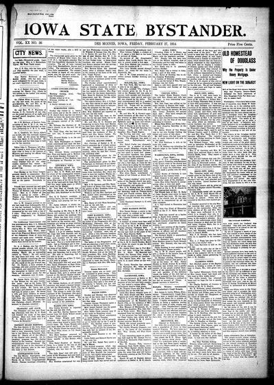 Iowa State Bystander, Feb 27, 1914