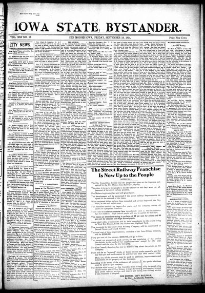 Iowa State Bystander, Sep 18, 1914