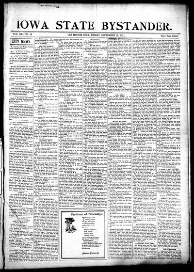 Iowa State Bystander, Sep 25, 1914