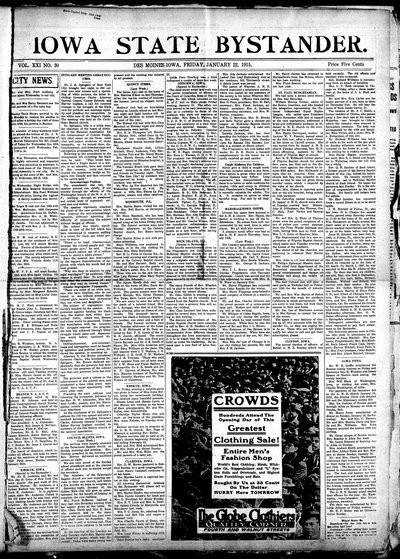 Iowa State Bystander, Jan 22, 1915