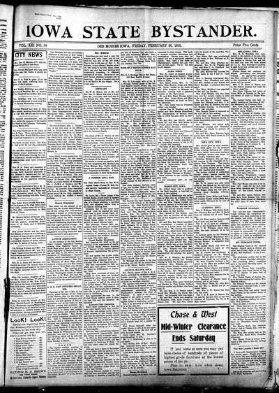 Iowa State Bystander, Feb 26, 1915