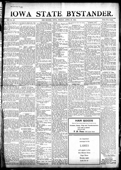 Iowa State Bystander, Apr 30, 1915