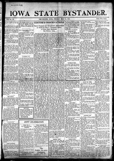 Iowa State Bystander, May 14, 1915
