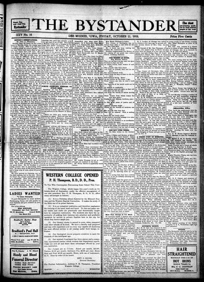 Iowa State Bystander, Oct 11, 1918