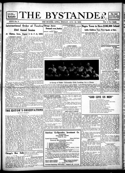 Iowa State Bystander, Aug 22, 1919