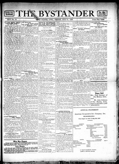 Iowa State Bystander, Jul 9, 1920