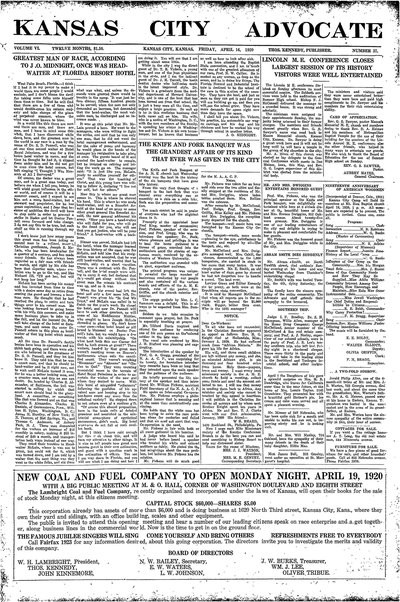 Kansas City Advocate, Apr 16, 1920
