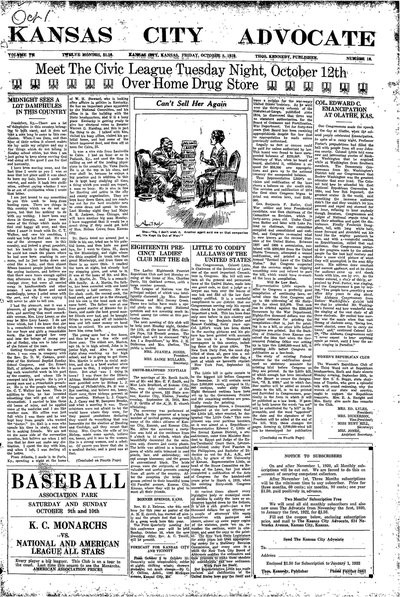 Kansas City Advocate, Oct 8, 1920