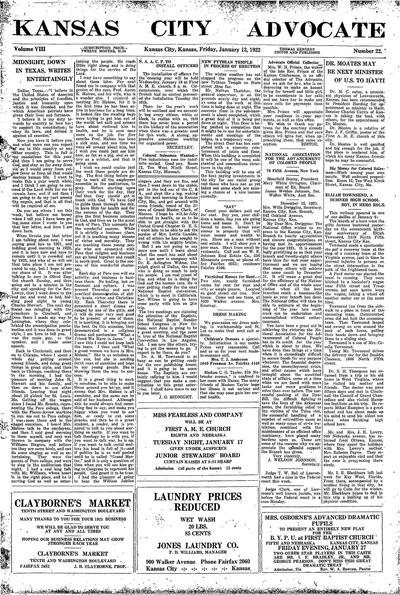 Kansas City Advocate, Jan 13, 1922