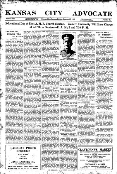 Kansas City Advocate, Jan 27, 1922