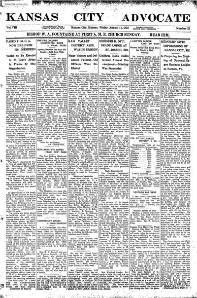 Kansas City Advocate, Aug 11, 1922