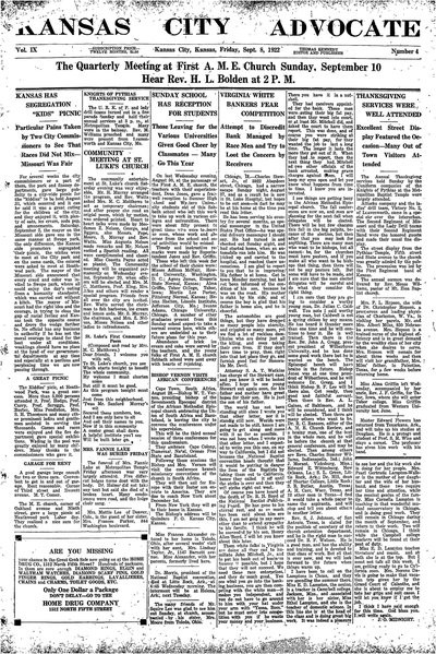 Kansas City Advocate, Sep 8, 1922