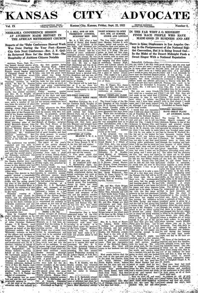 Kansas City Advocate, Sep 22, 1922
